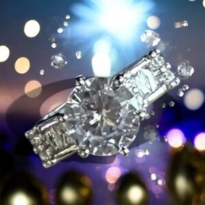 🆕Piatella ring, 1 carat round cut, side accents, 14k white gold plated